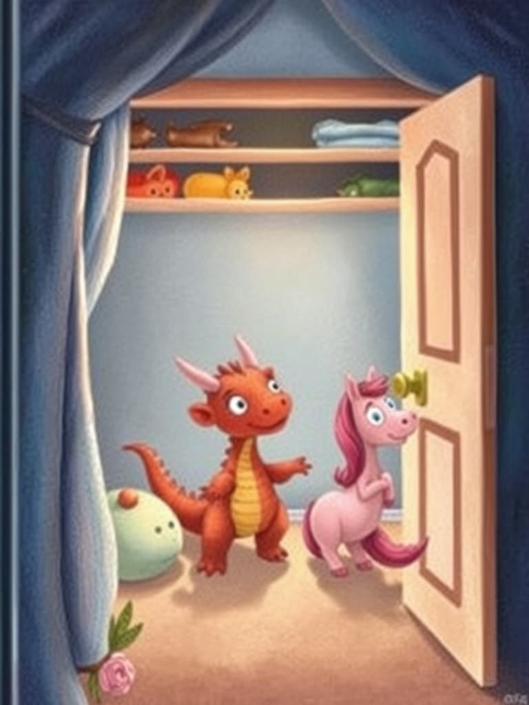 Tumper the little dragon, and Spilla the little pony in... Exploring in your closet.