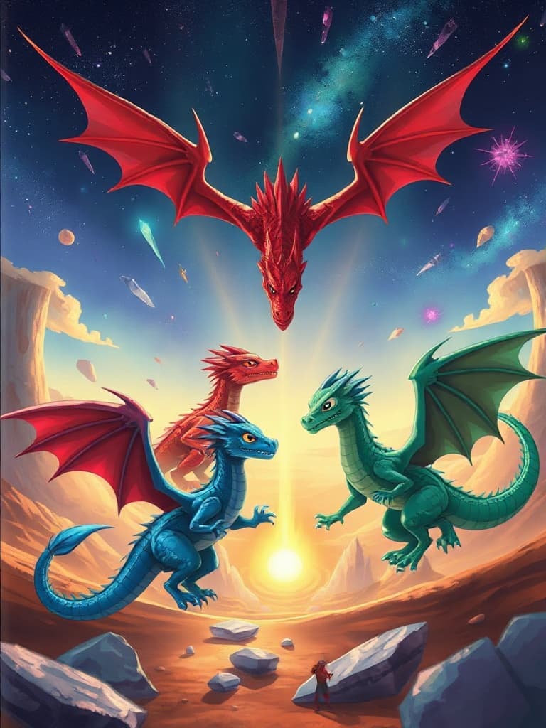 Ruby Red Dragons Vs Sapphire Blue Dragons Vs Emerald Green Dragons