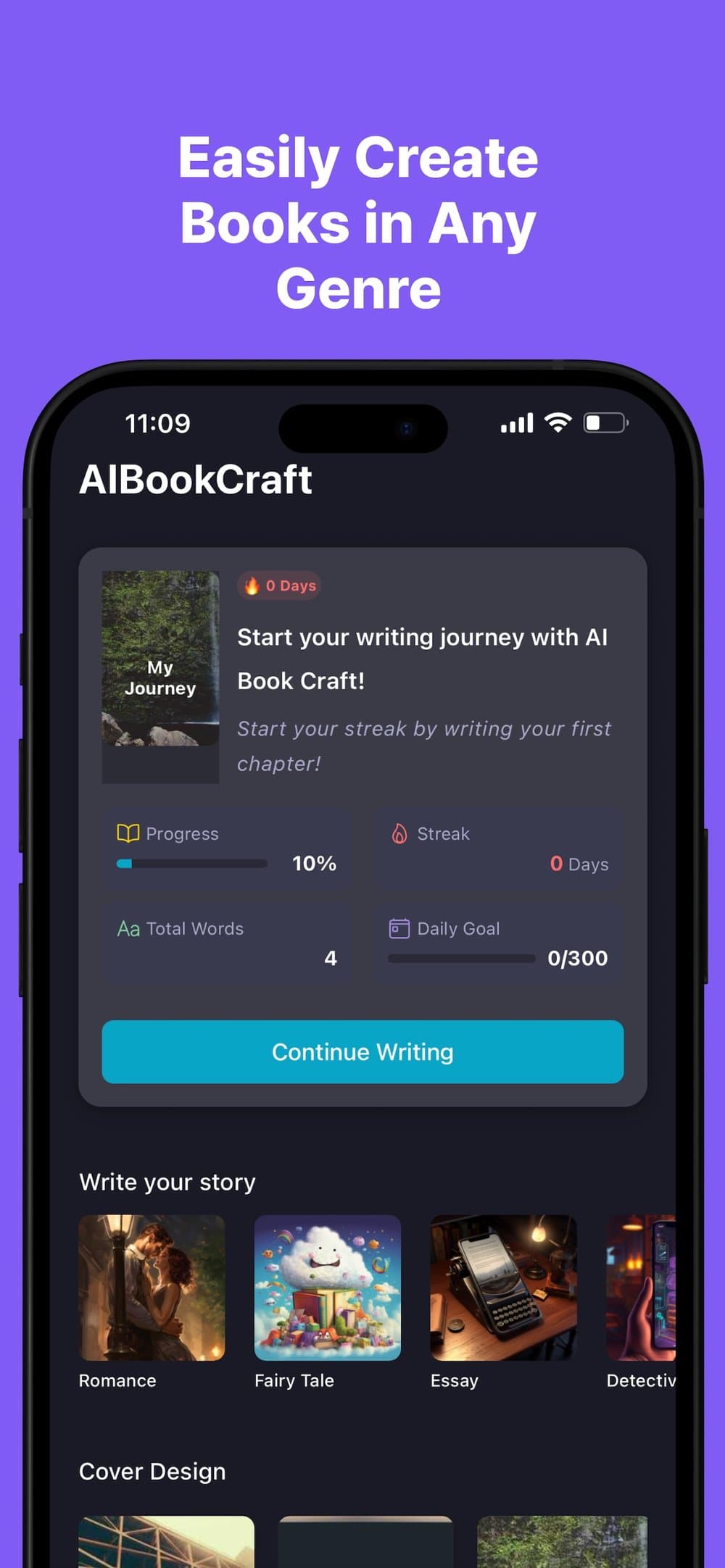Creating books in any genre on the AIBookCraft home screen